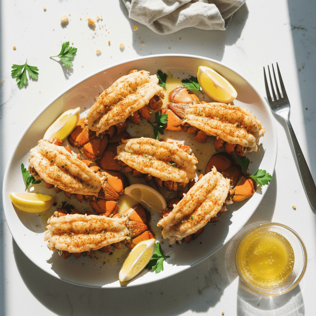 Broiled Lobster Tails with Garlic Butter and Seafood Seasoning