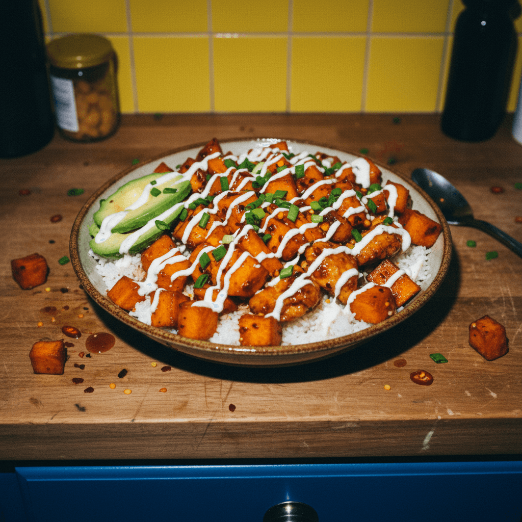 Loaded Hot Honey Chicken & Sweet Potato Bowl