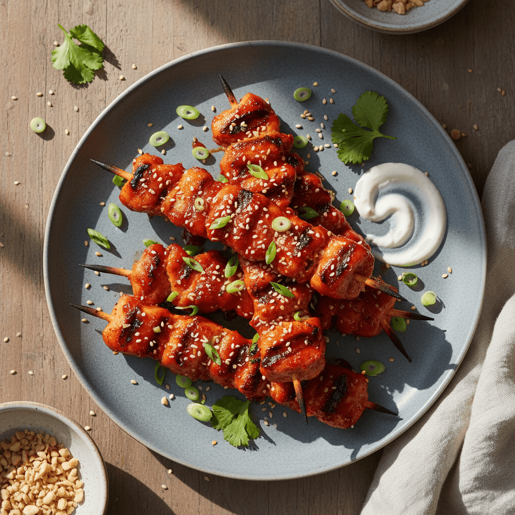 Gochujang Glazed Chicken Skewers