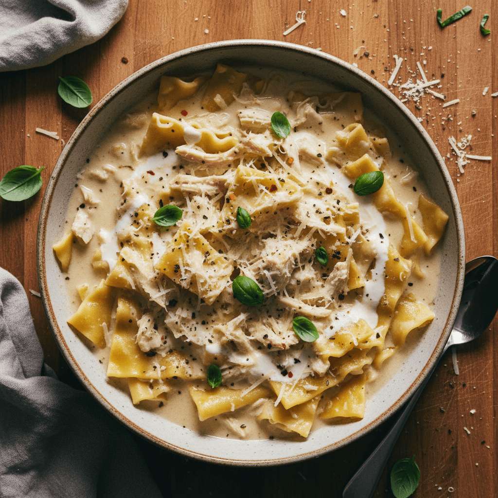 Creamy Chicken Alfredo Lasagna Soup
