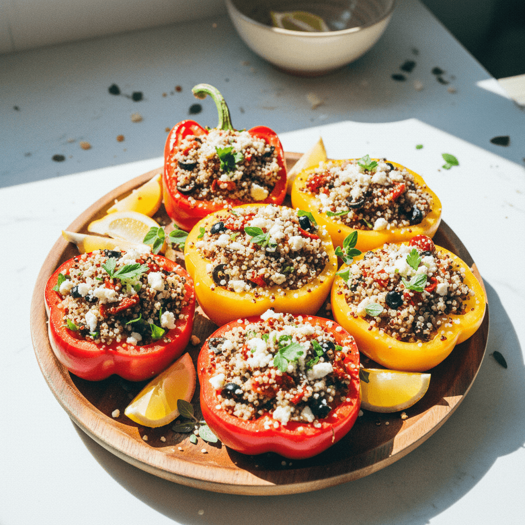 Mediterranean Quinoa and Feta Stuffed Peppers