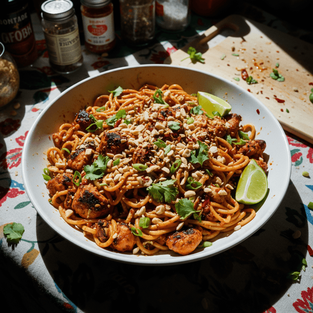 Spicy Peanut Chicken Noodles