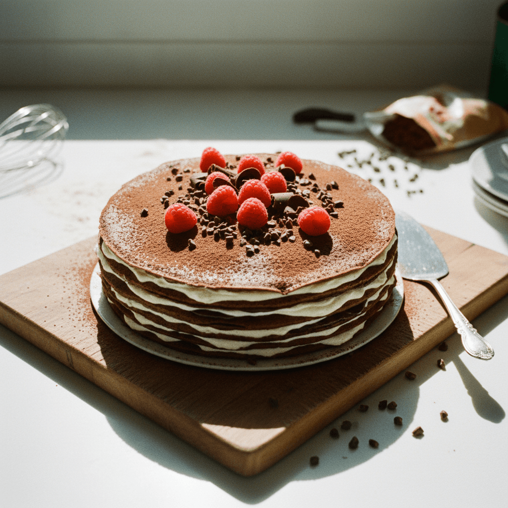 Layered Chocolate Crepe Cake