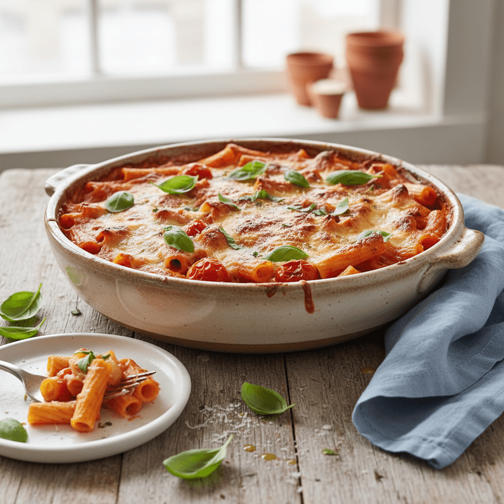 Rustic Tomato Basil Pasta Bake