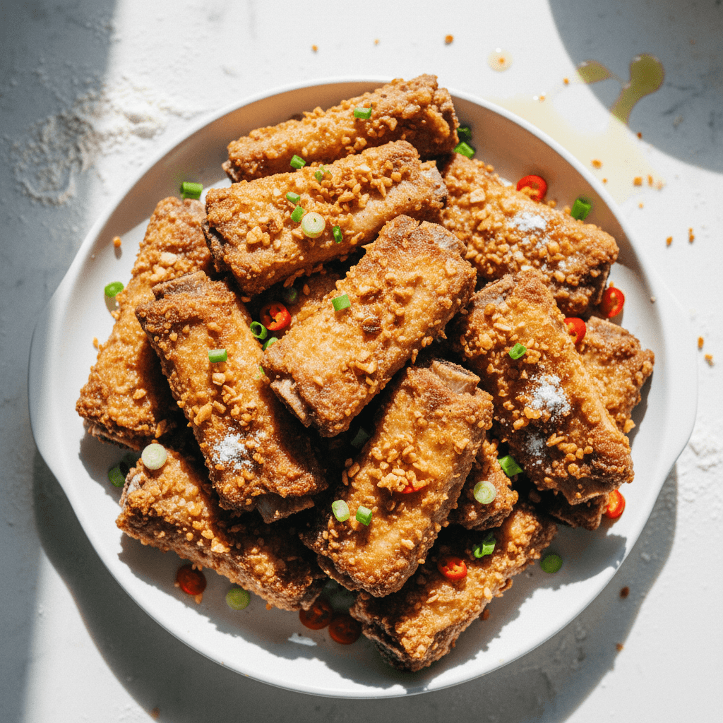 Fried Marinated Pork Ribs