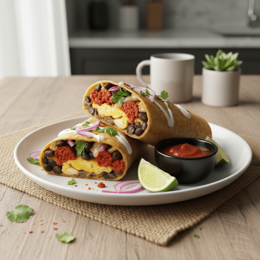 Chorizo and Black Bean Breakfast Burritos