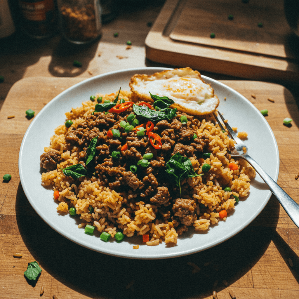 Thai Basil Beef with Fried Rice