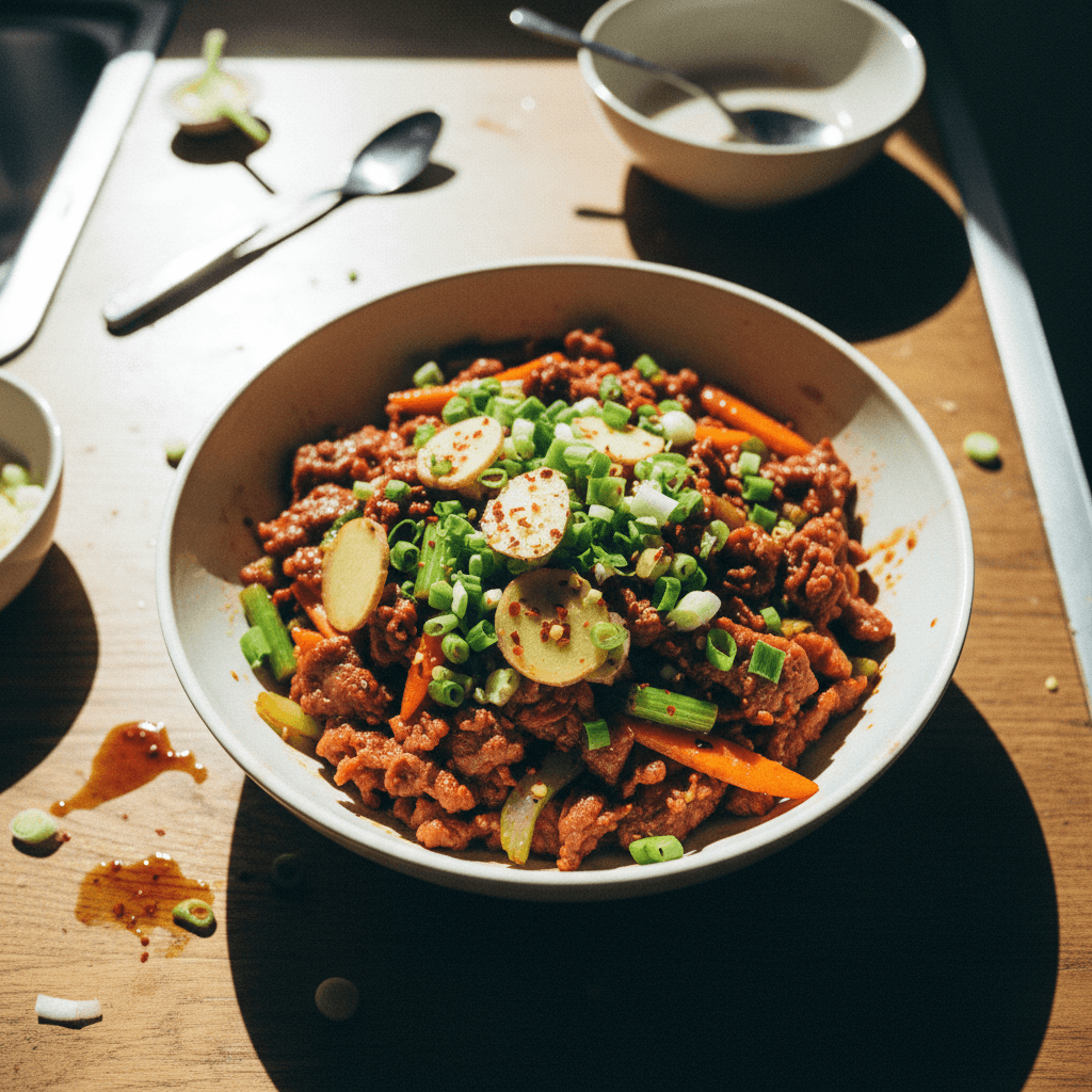 Spicy Beef Stir-Fry with Ginger Scallions