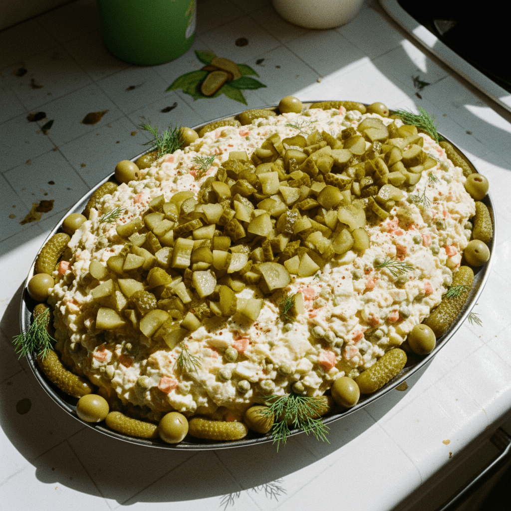 Vegetable Olivieh with Crunchy Pickles