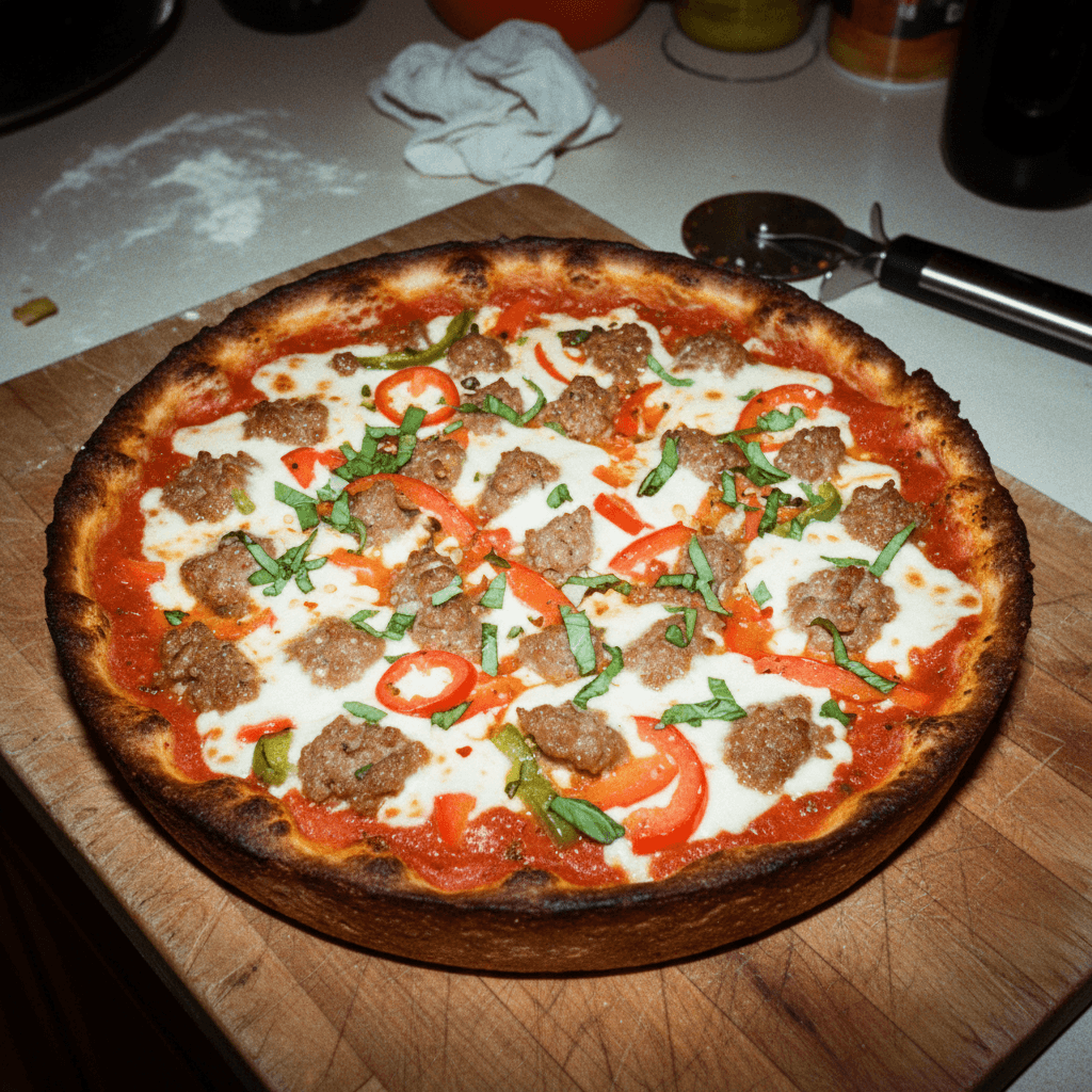Deep-Dish Sausage and Pepper Pizza