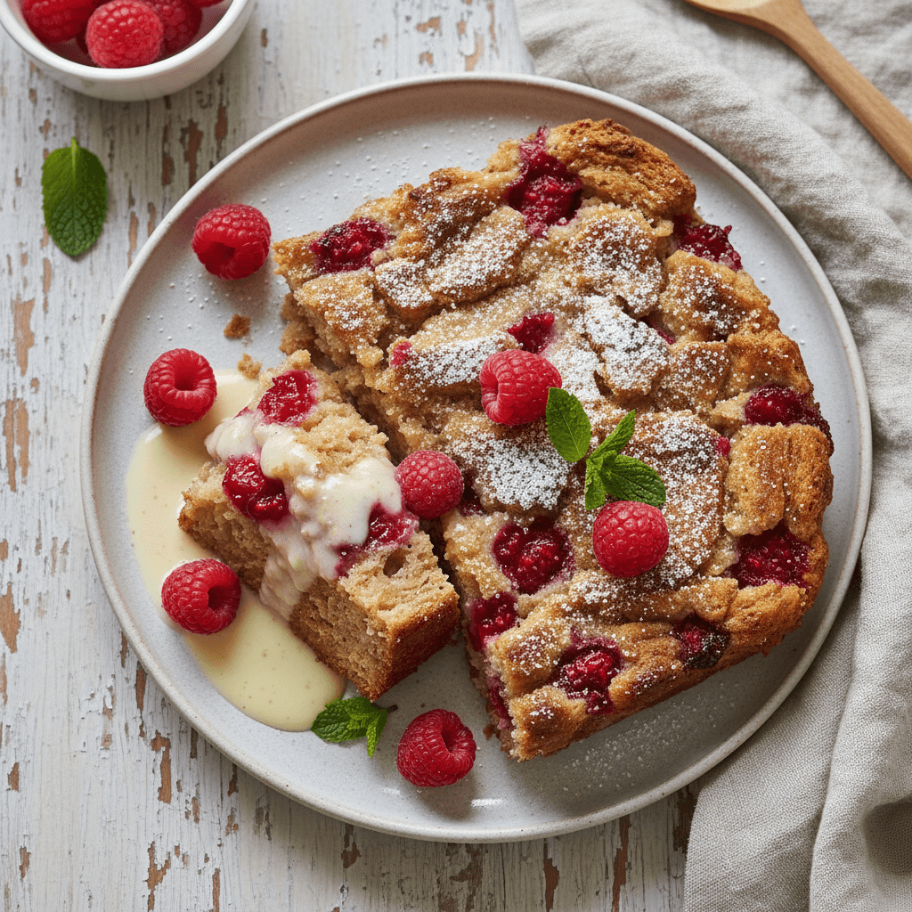 Rustic Raspberry Bread Pudding