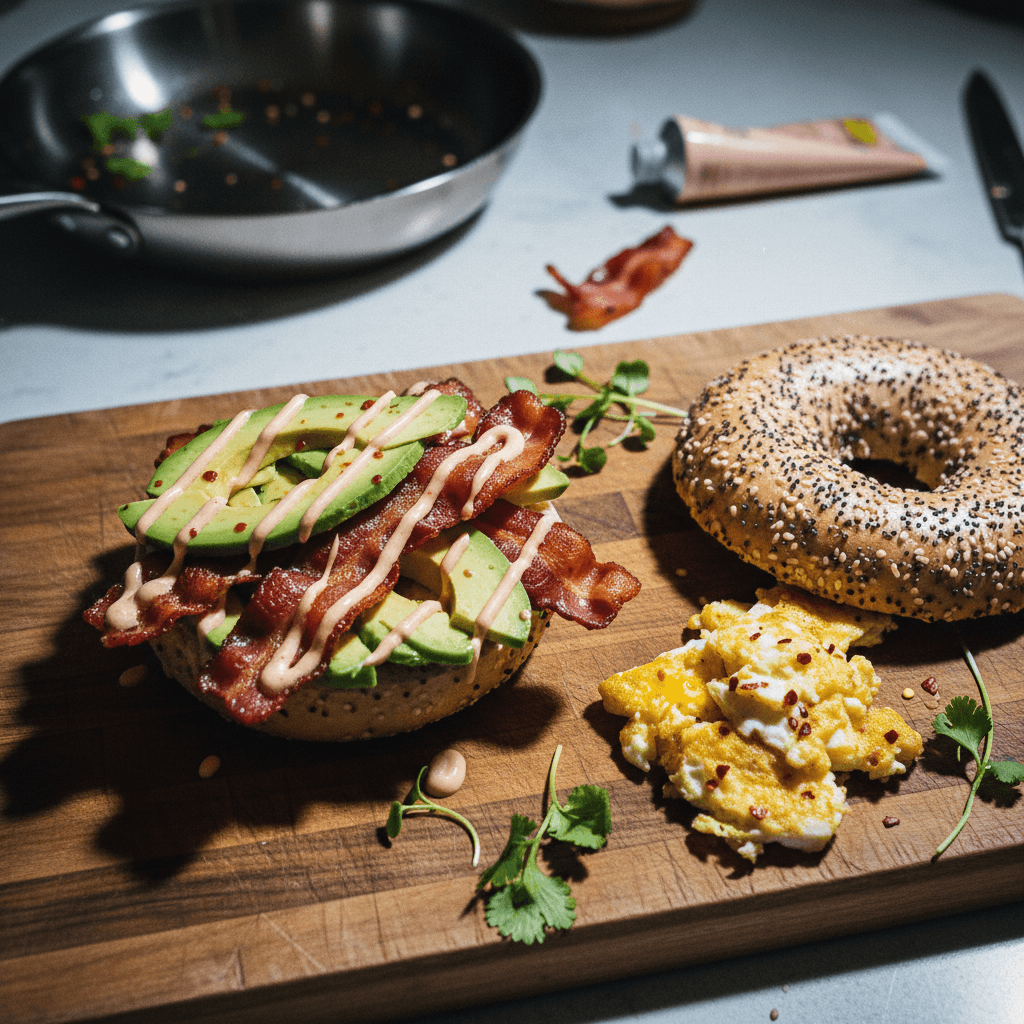 Crispy Bacon and Avocado Bagel