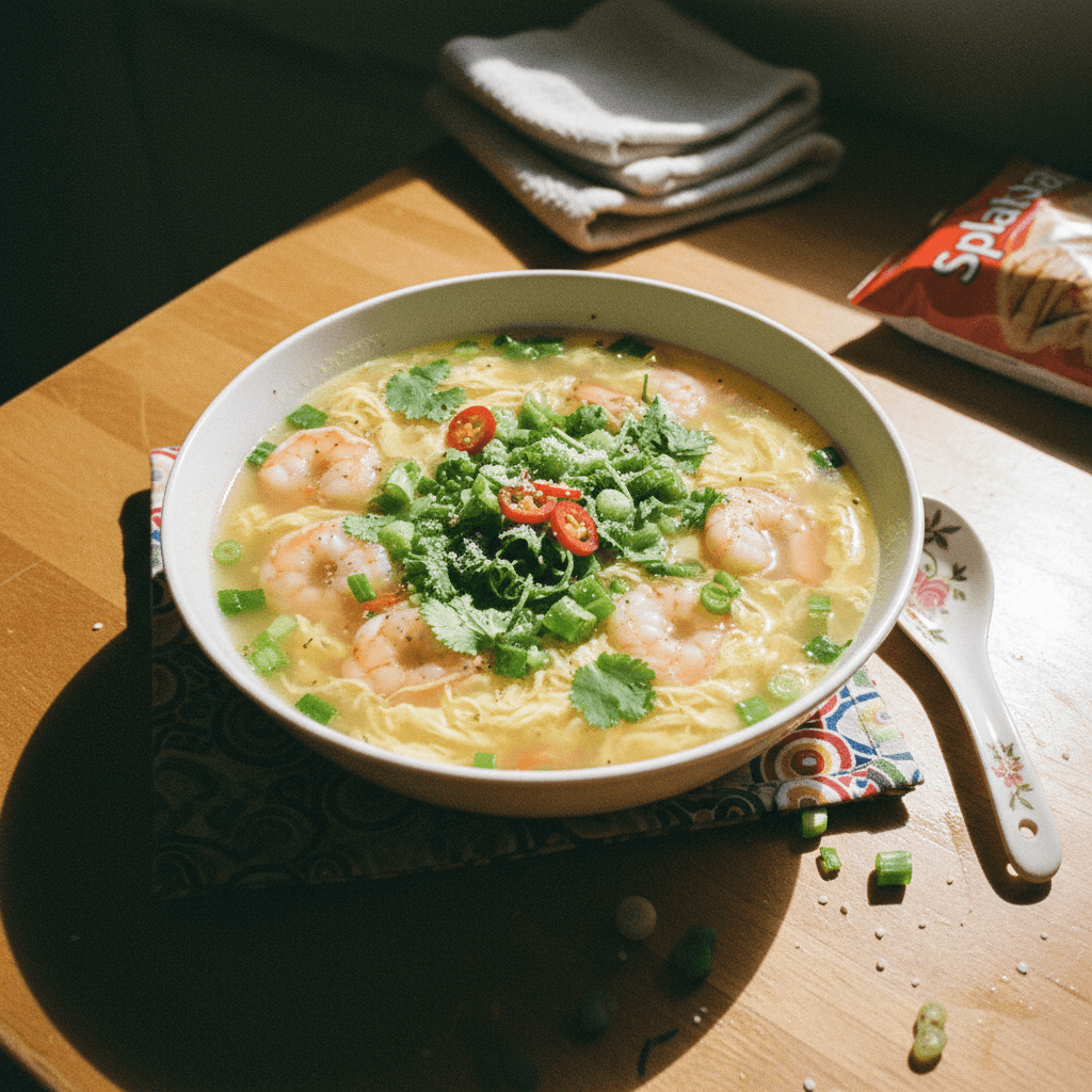 Low Calorie & High Protein Shrimp Egg Drop Soup