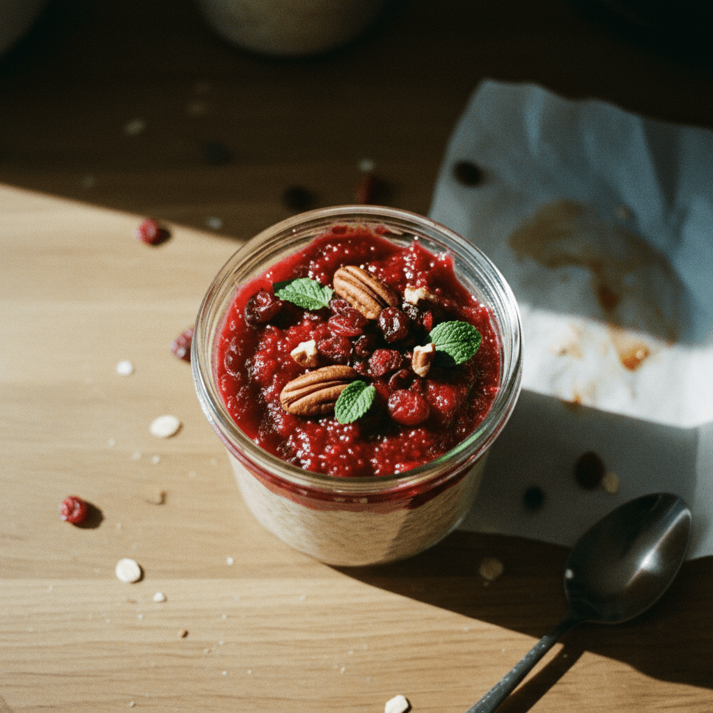 Overnight Oats with Cranberry Sauce
