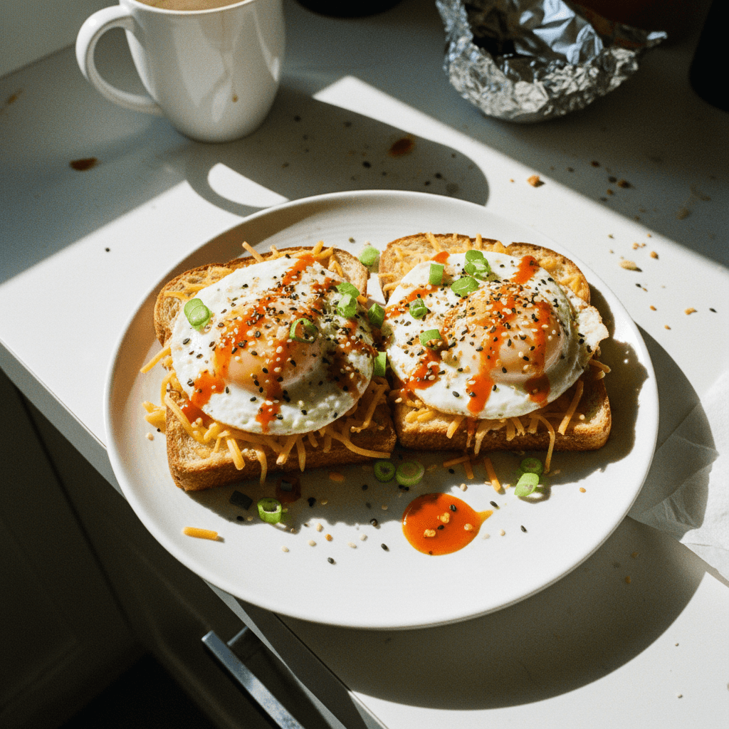 Chili Oil Eggs Over Toast