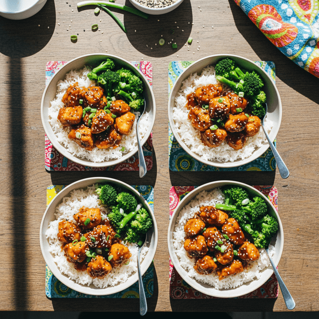 Sticky Garlic Chicken Bowls