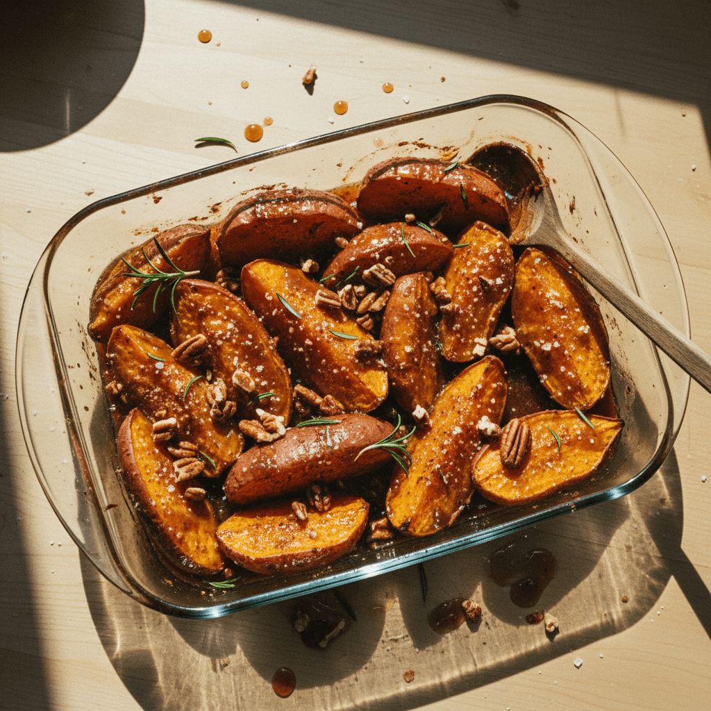 Maple Glazed Roasted Sweet Potatoes