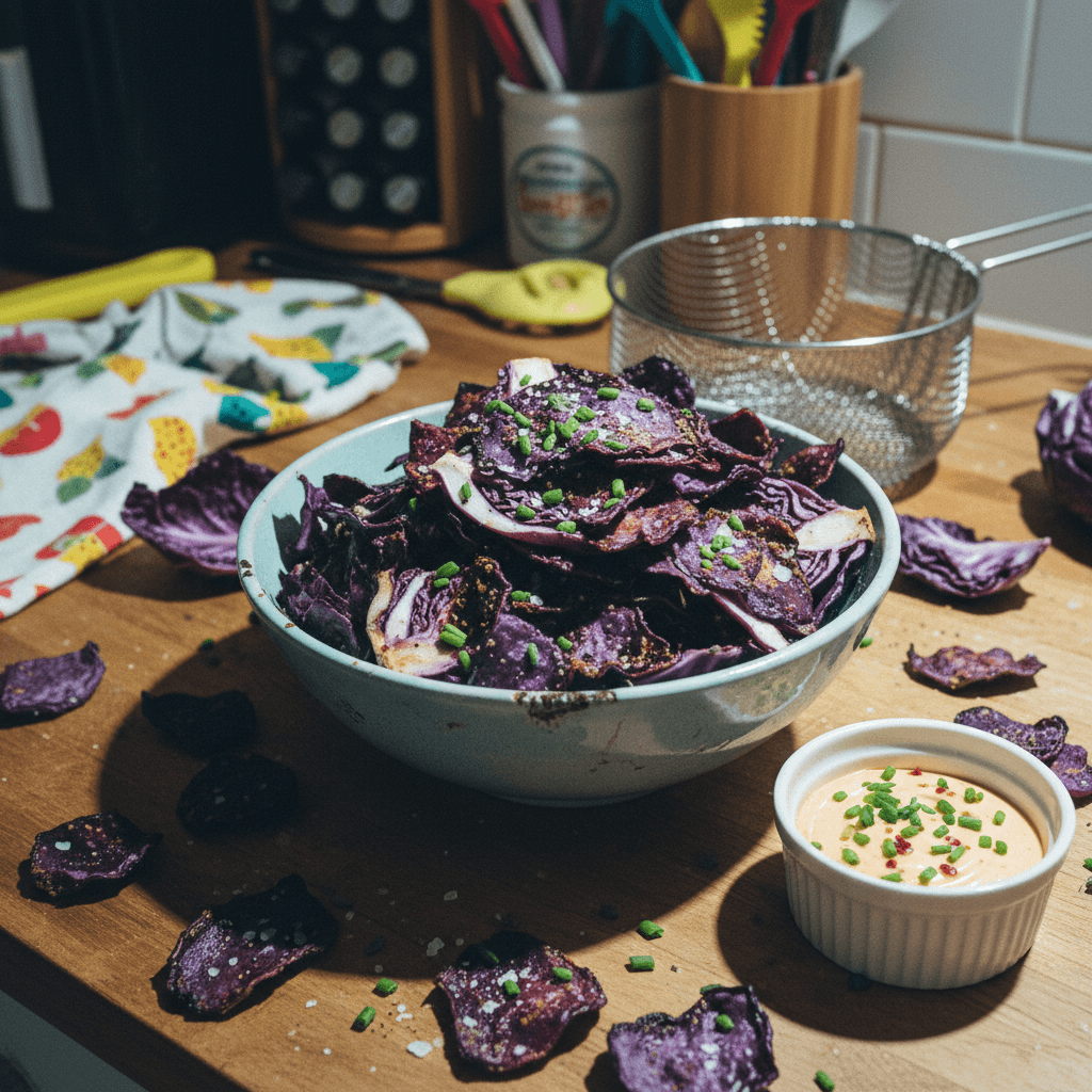 Crispy Air-Fried Purple Cabbage Chips