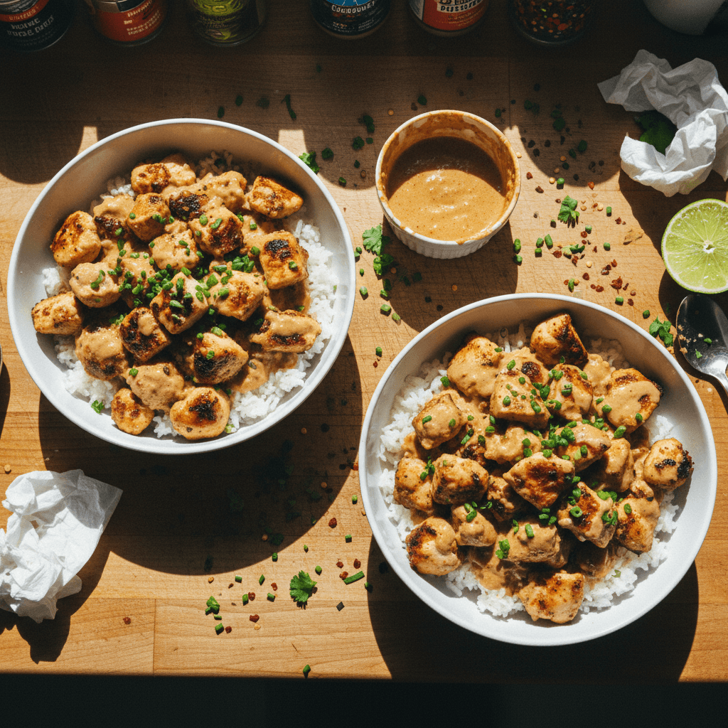 Spicy Chicken Rice Bowls with Chili Garlic Sauce