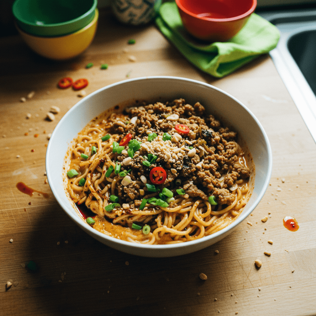 Spicy and Creamy Dan Dan Noodles