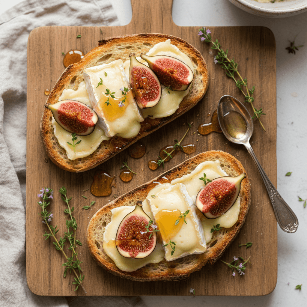 Fig and Camembert Toast with Honey and Thyme