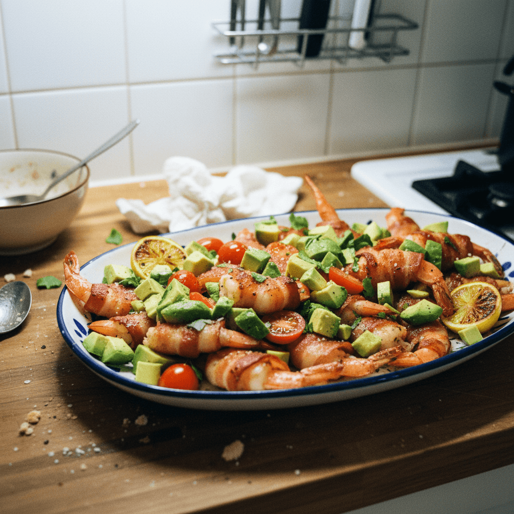 Bacon-Wrapped Shrimp with Avocado Salsa