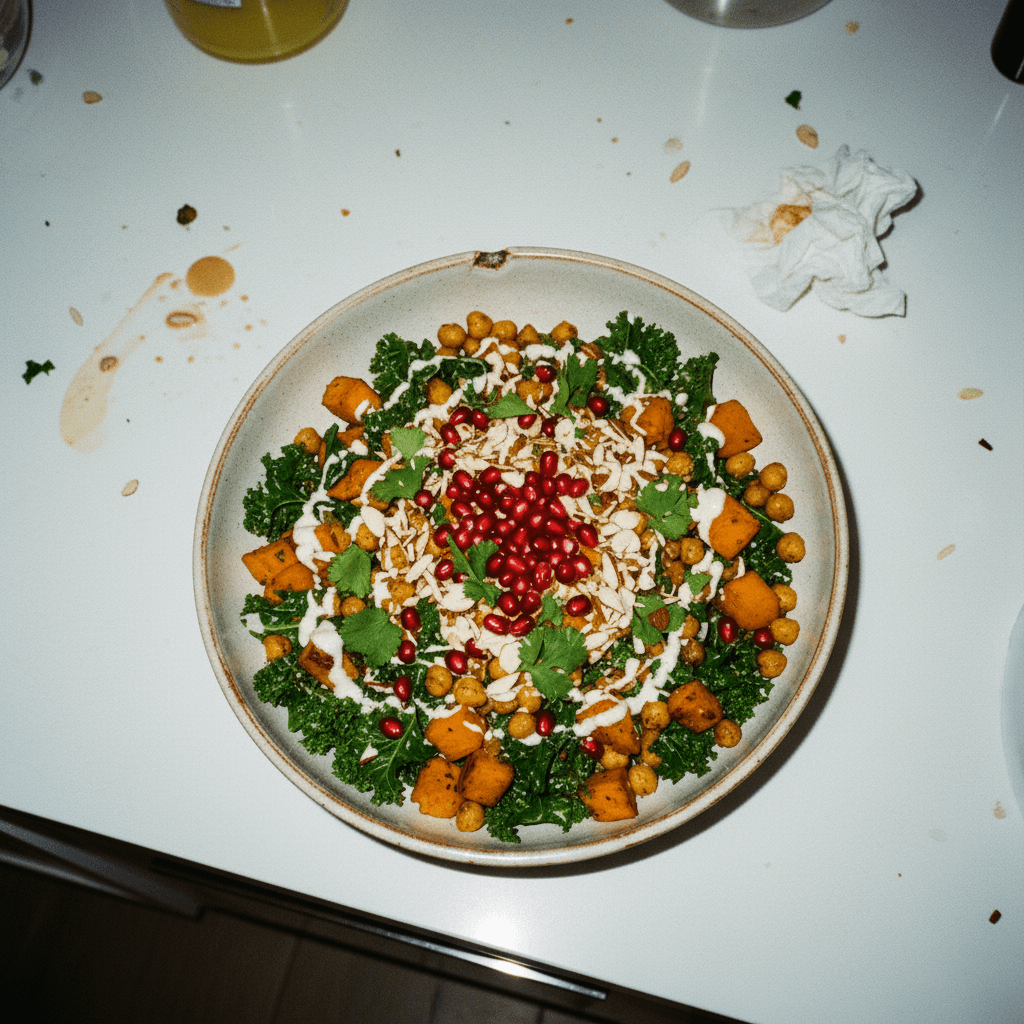 Roasted Sweet Potato and Chickpea Kale Bowl