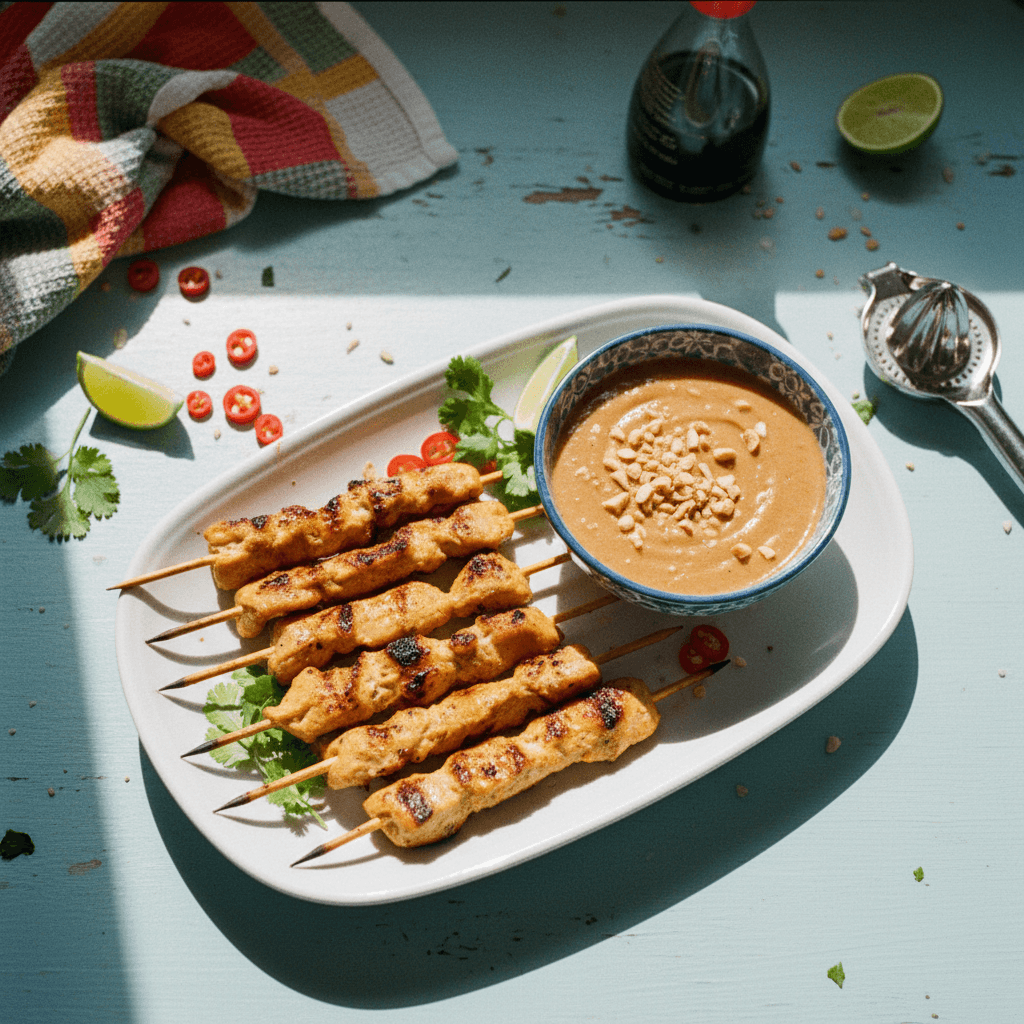 Satay Chicken Skewers with Peanut Sauce