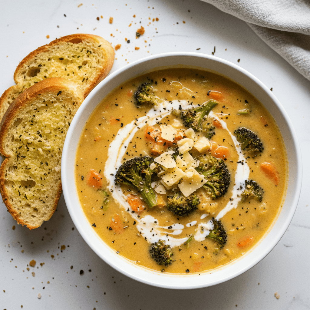 Roasted Broccoli Cheddar Soup