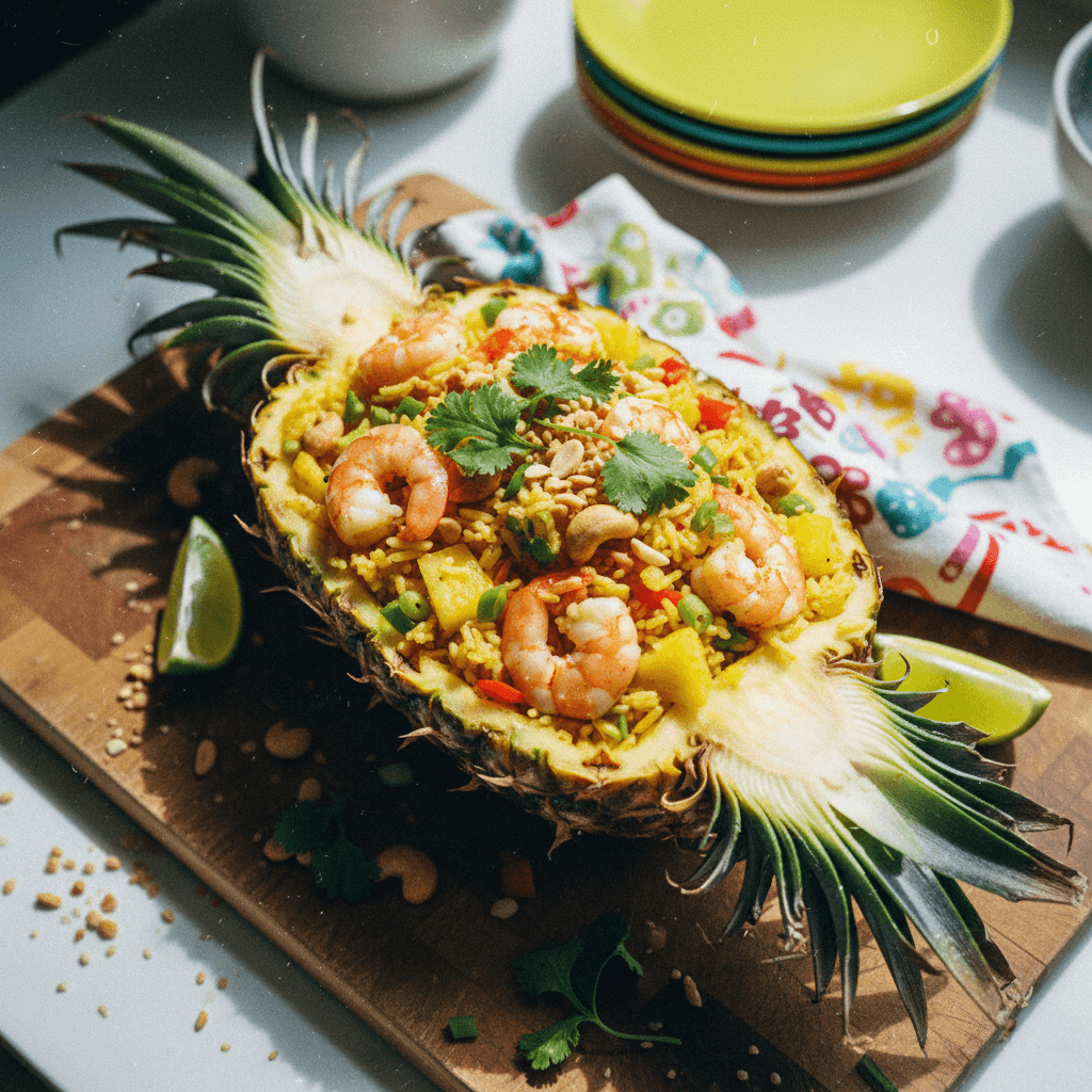 Shrimp and Cashew Pineapple Fried Rice