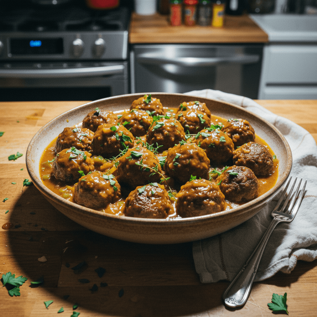 Smothered Lamb Meatballs