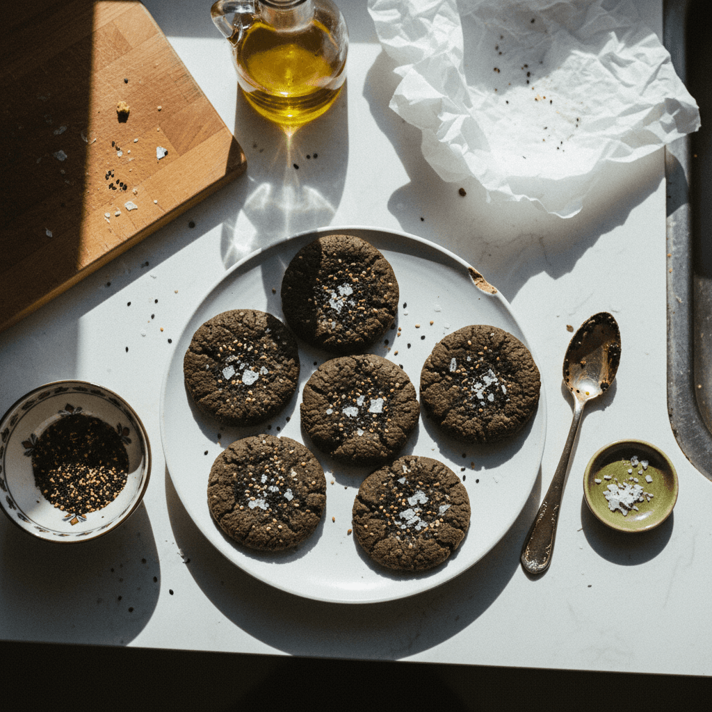Chewy Black Sesame Olive Oil Cookies