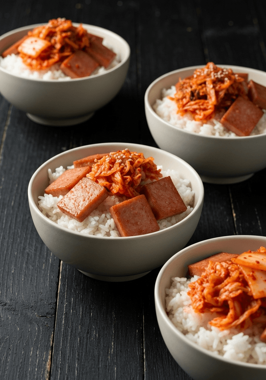 Spam Kimchi Fried Rice Bowls