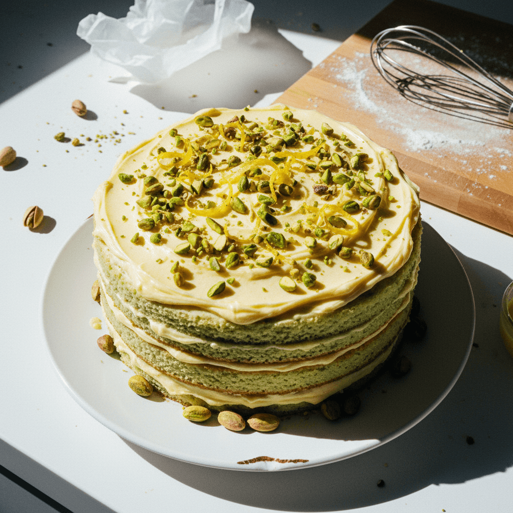 Lemon Pistachio Smith Island Cake