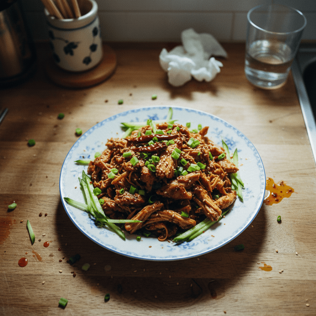 Spicy Pulled Chicken (手撕鸡 - Shǒu sī jī)