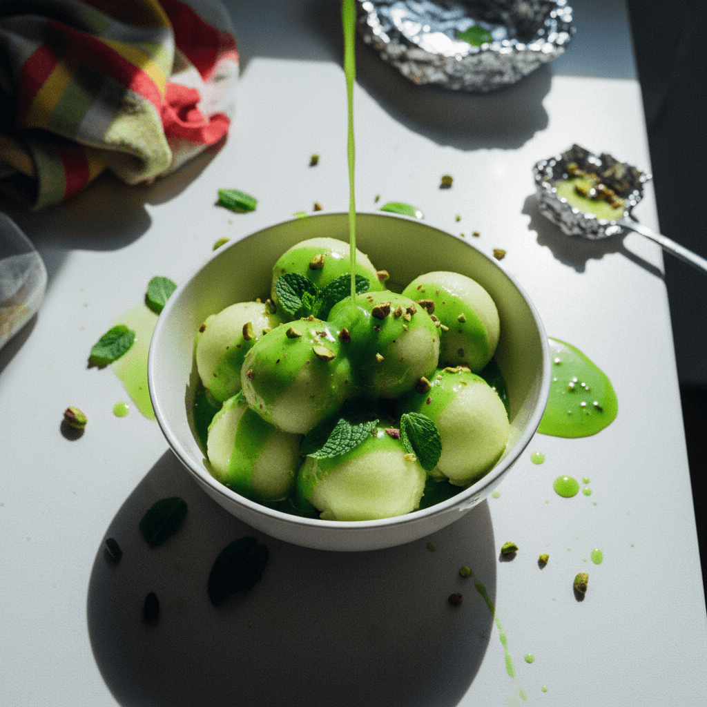 Honeydew Melon with Mint Syrup