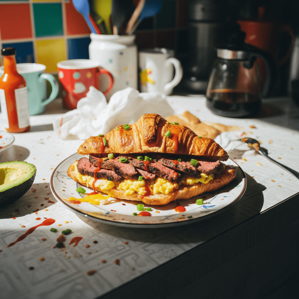 Spicy Steak, Egg, and Cheese Croissant