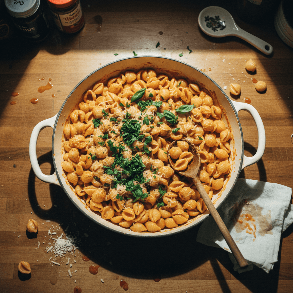 One-Pan Creamy Tomato Shell Pasta