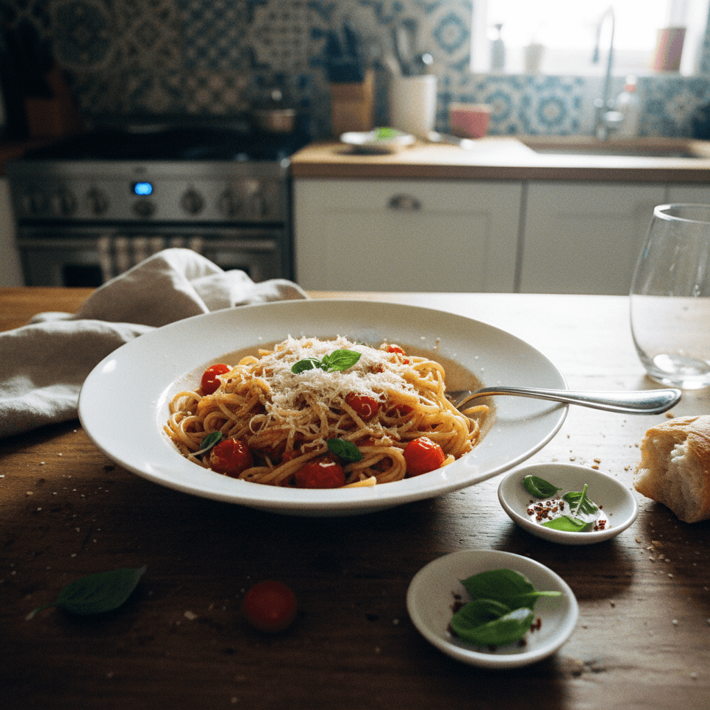 Simple Cherry Tomato and Garlic Pasta