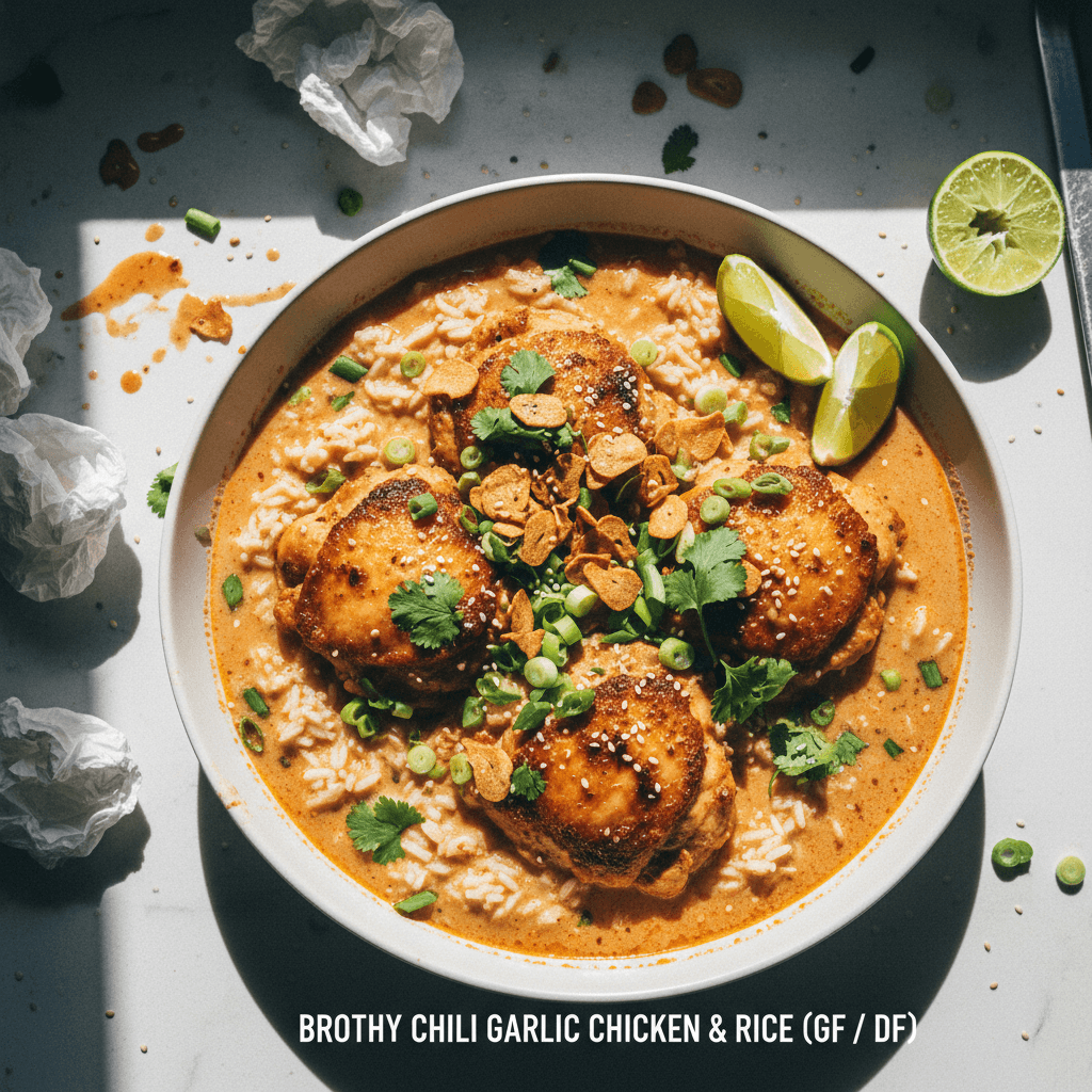 Brothy Chili Garlic Chicken & Rice (GF / DF)