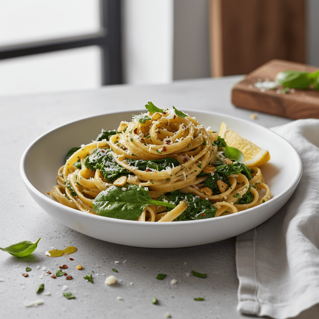 Garlic Butter Pasta with Wilted Greens