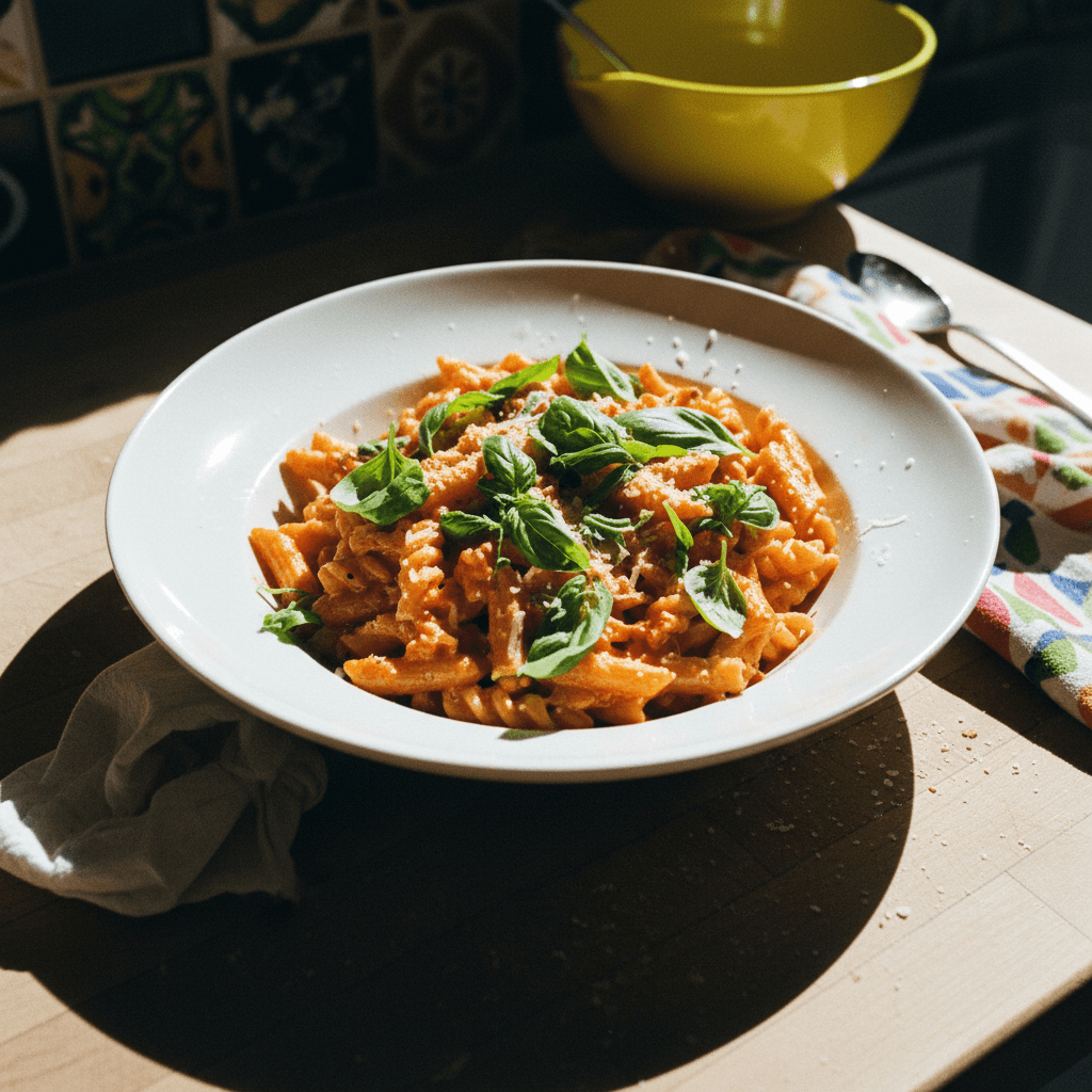 Creamy Tomato Pasta with Fresh Basil