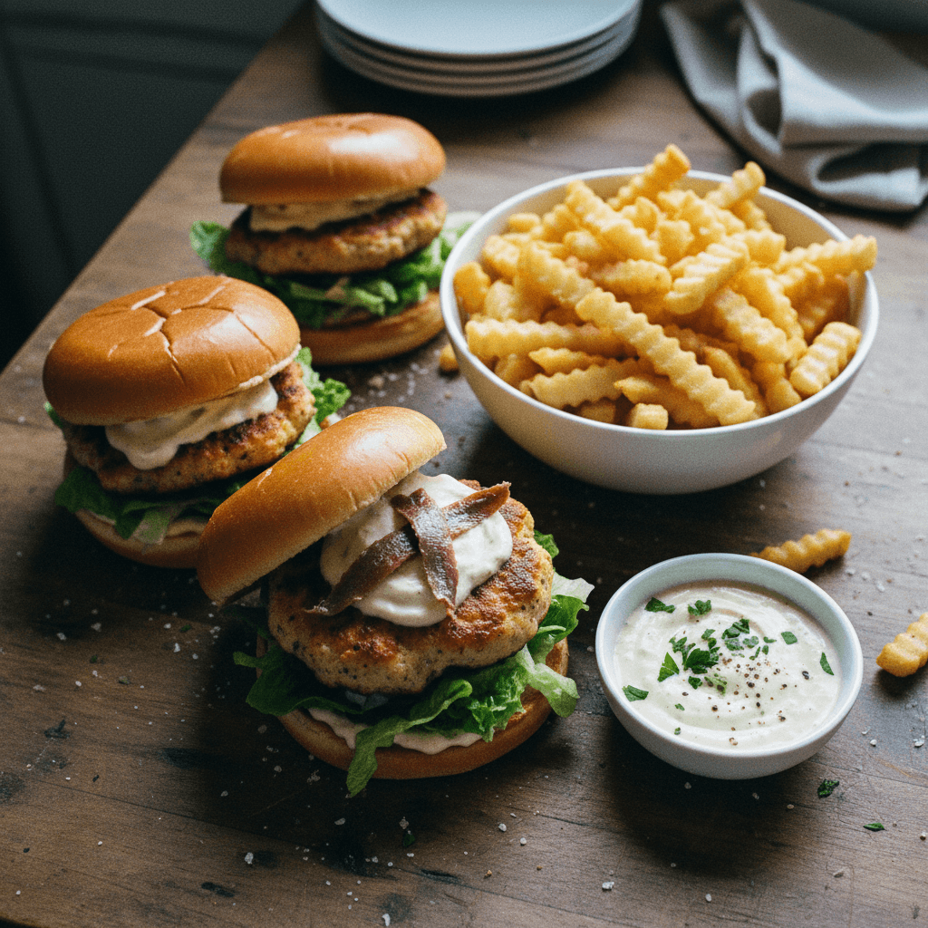 Chicken Caesar Smash Burgers