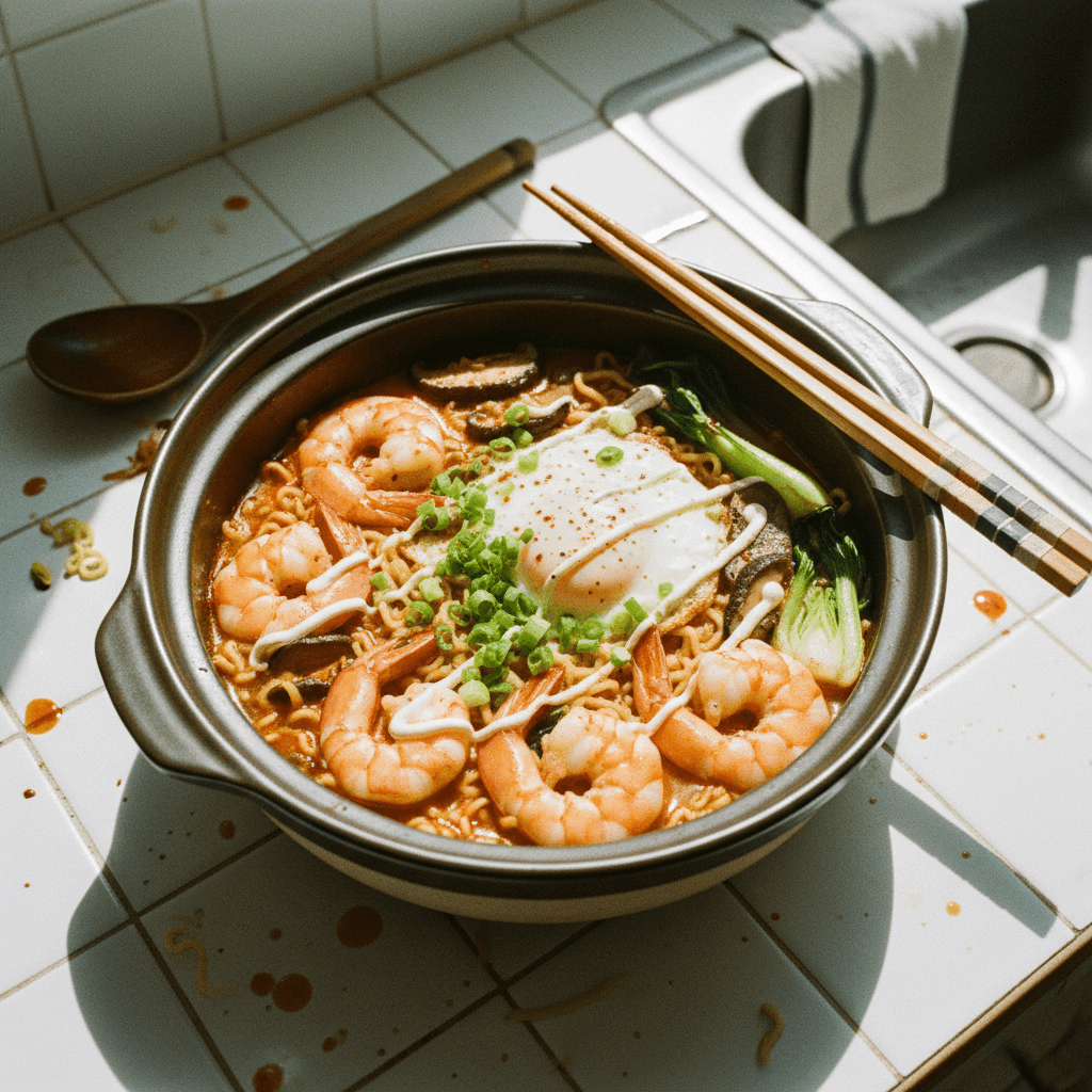 Garlic Chili Oil Ramen with Shrimp