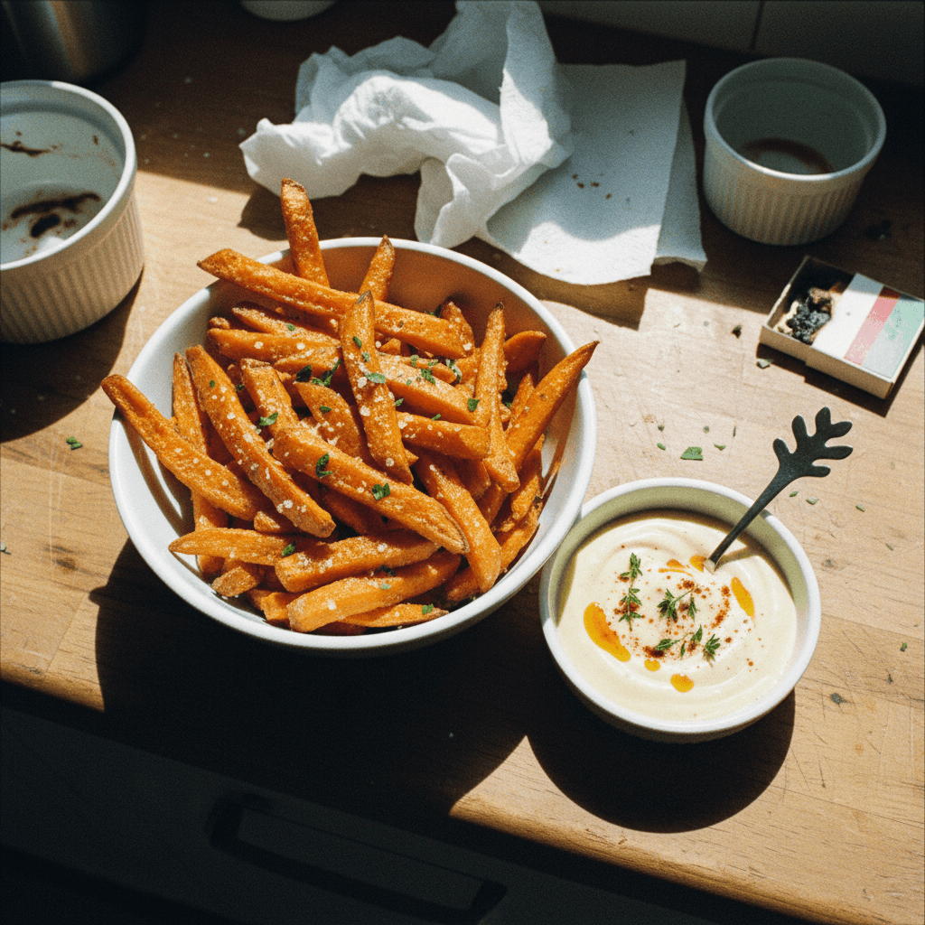 TJ's Sweet Potato Fries with Garlic Aioli