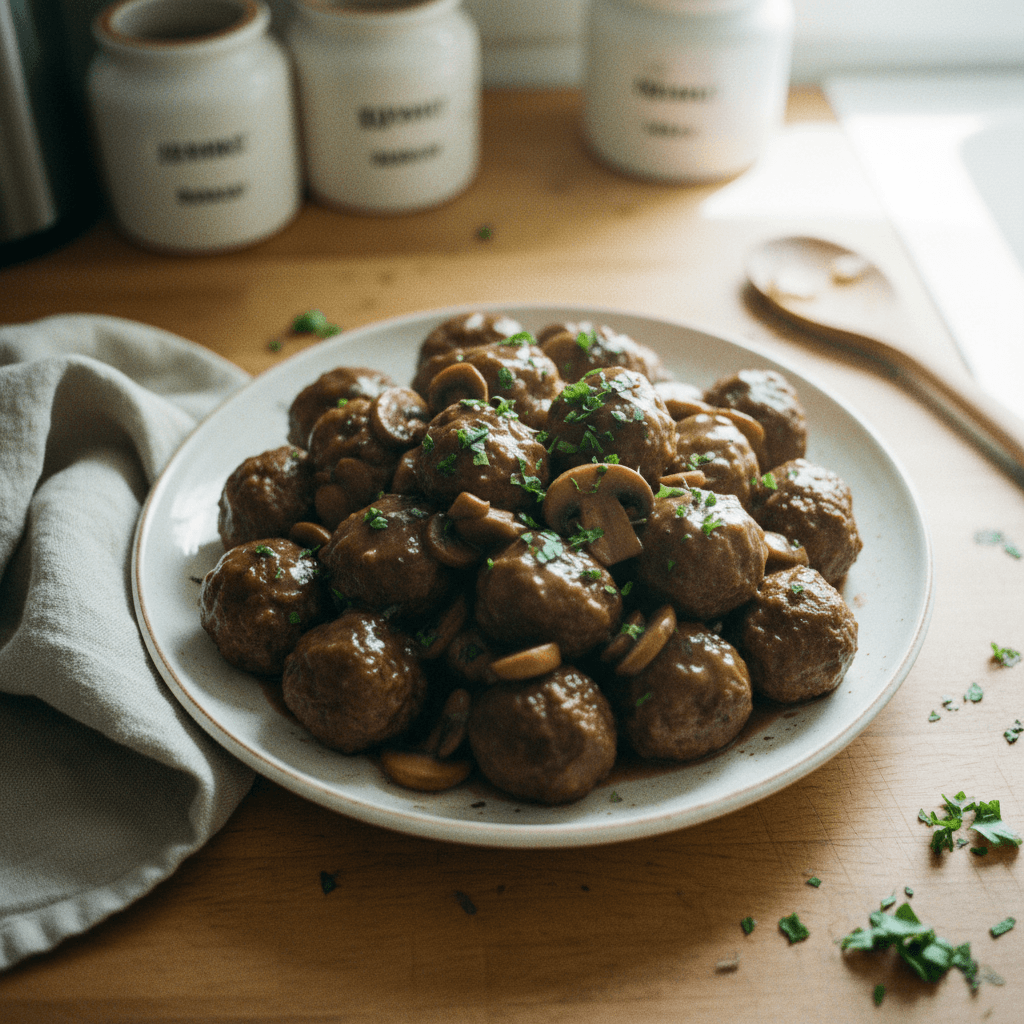 Meatballs with Mushroom Gravy