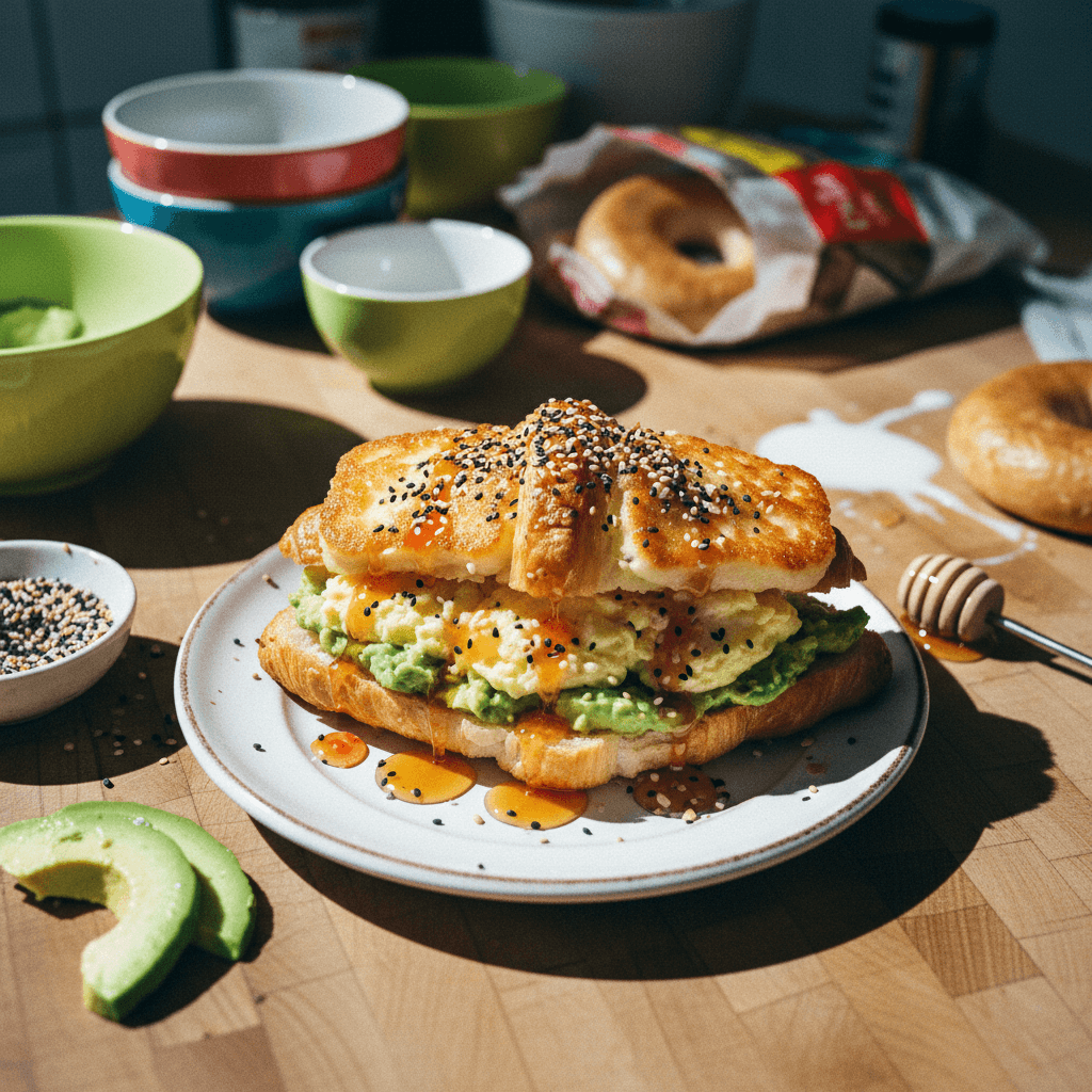 Crispy Halloumi Croissant Sandwich