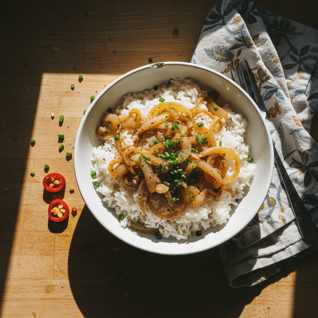 White Rice with Sautéed Onions