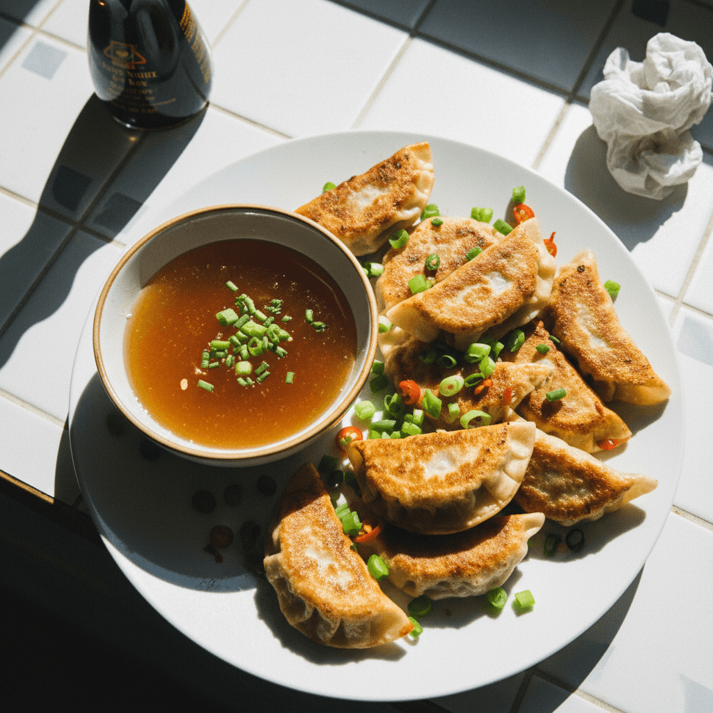 Crispy TJ's Potstickers with Honey Soy Dip