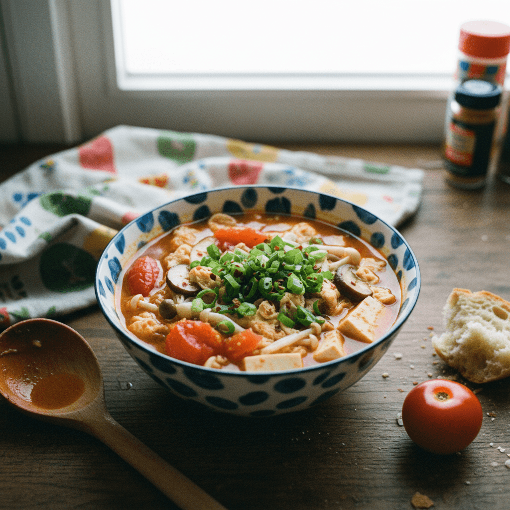 Tomato Mushroom Tofu Soup